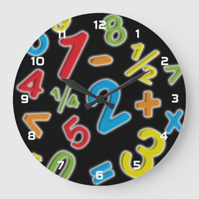 Reloj Redondo Grande Matemáticas personalizadas de números 123 (Anverso)