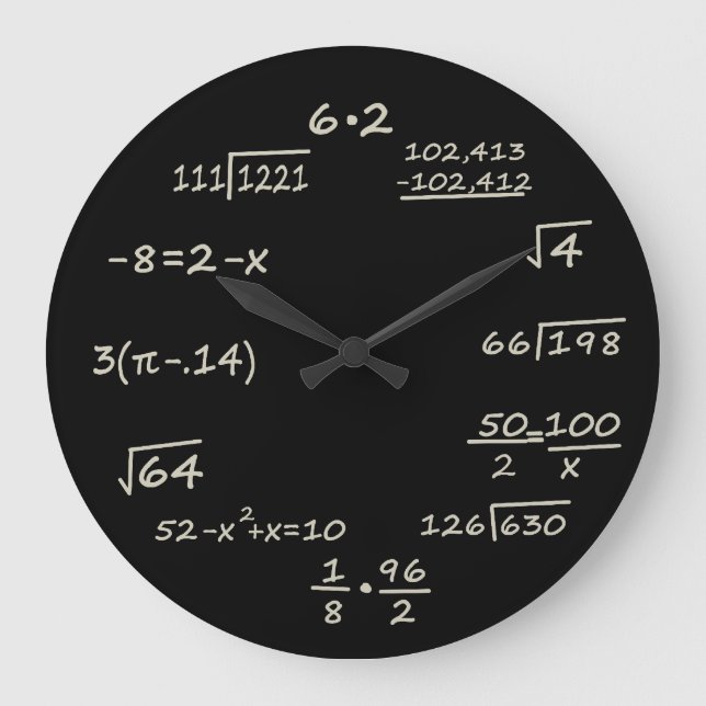 Reloj Redondo Grande Math Geek (Anverso)