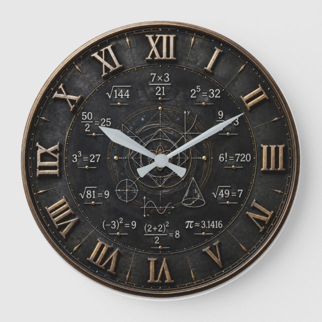 Reloj Redondo Grande Math Mathematics Classroom (Anverso)