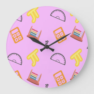 Reloj Redondo Grande Math pattern on pink