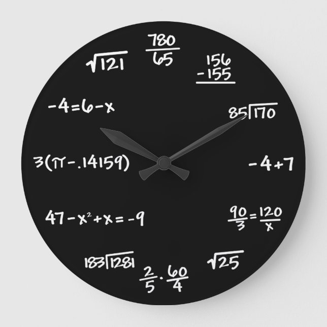 Reloj Redondo Grande Mathematics Math Chalkboard Clock (Anverso)