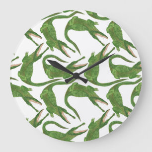 Reloj Redondo Grande Matriz de agua blanca de cocodrilo