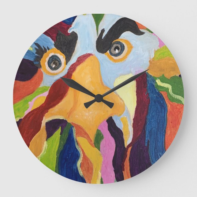Reloj Redondo Grande Maurice Angry Rooster Wall Clock (Anverso)