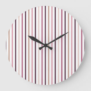 Reloj Redondo Grande Mauve Rosa y Franjas Verticales de Ciruela Estétic