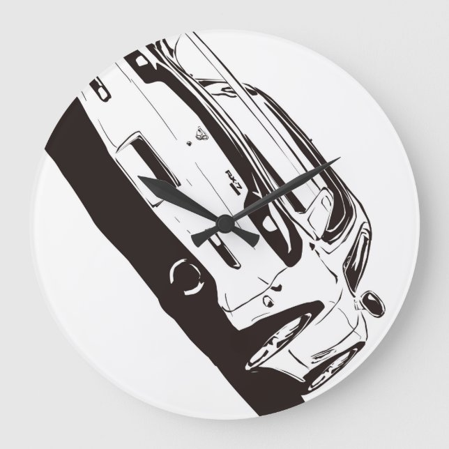 RELOJ REDONDO GRANDE MAZDA FD3S RX-7 （リア）線画イラスト　壁掛け時計 (Anverso)