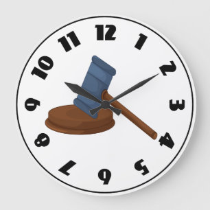 Reloj Redondo Grande Mazo de juez de madera tribunal