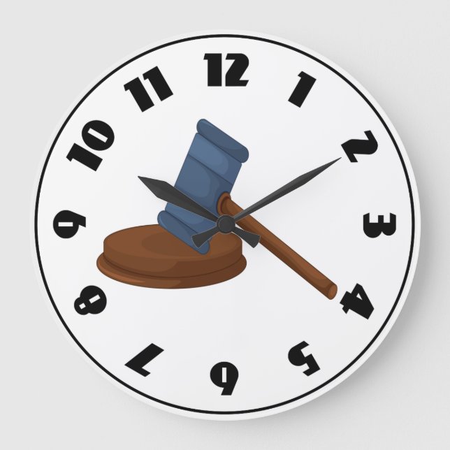 Reloj Redondo Grande Mazo de juez de madera tribunal (Anverso)