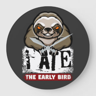 Reloj Redondo Grande Me comí el pájaro temprano. Pereza gruñona, gruñón