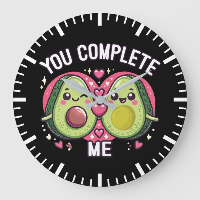 Reloj Redondo Grande Me completa - Cute Pareja De Aguacate (Anverso)