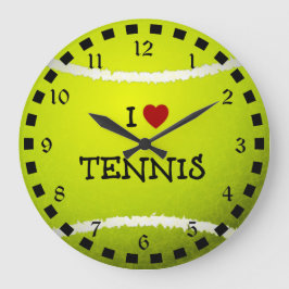Reloj Redondo Grande Me encanta el tenis - la bola de tenis