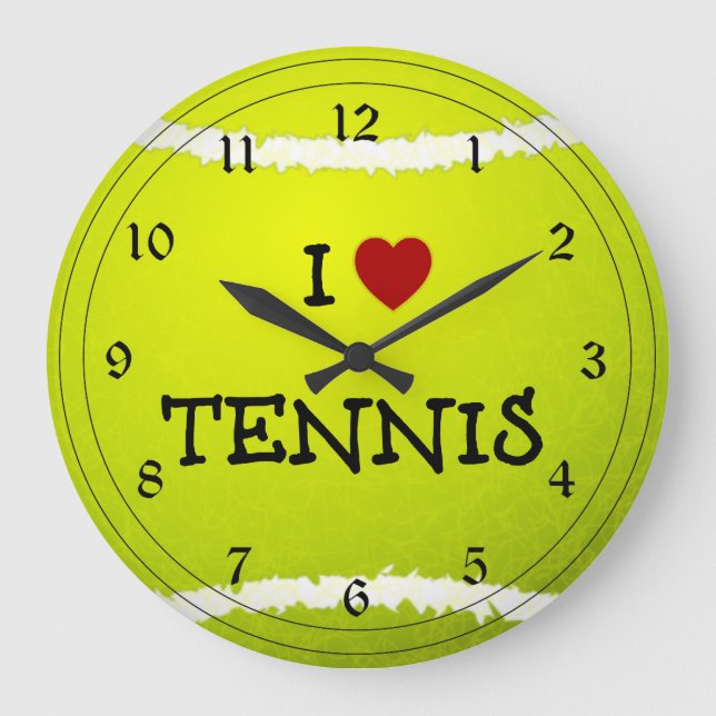 Reloj Redondo Grande Me encanta el tenis - la bola de tenis (Anverso)