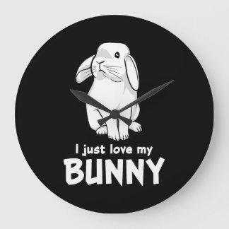Reloj Redondo Grande Me Encanta Mi Conejo| Blanco conejo blanco
