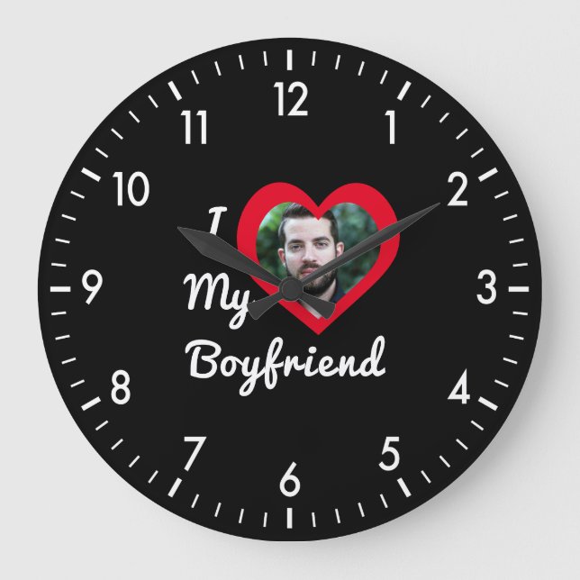 Reloj Redondo Grande Me encanta mi novio Bae foto Personalizado persona (Anverso)
