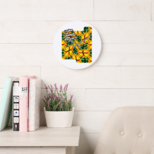 Reloj Redondo Grande Me Gustan Las Flores Únicas