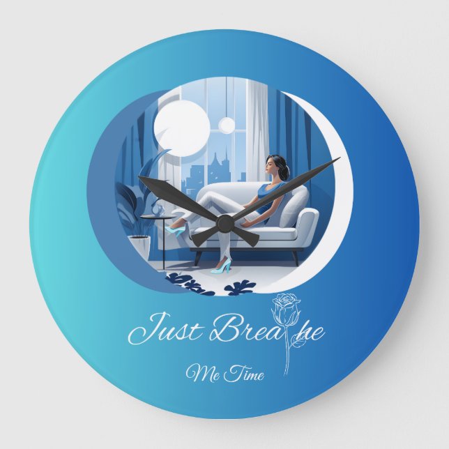Reloj Redondo Grande Me Time Just Breathe Blue (Anverso)