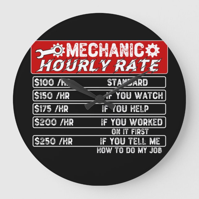 Reloj Redondo Grande Mechanic Hourly Rate (Anverso)