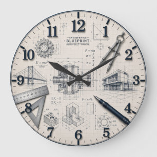 Reloj Redondo Grande  Mechanical Engineer STEM Office & Workshop Decor
