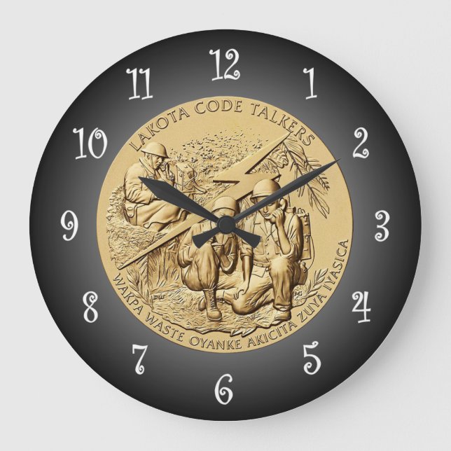 Reloj Redondo Grande Medalla de bronce para hablantes de código lakota  (Anverso)