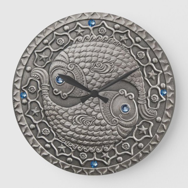 Reloj Redondo Grande Medallón de Piscis (Anverso)