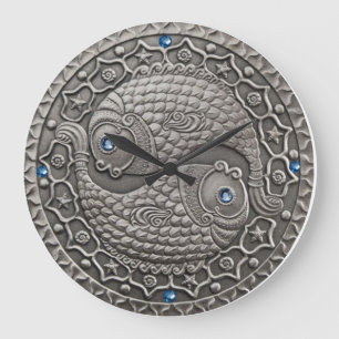 Reloj Redondo Grande Medallón de Piscis
