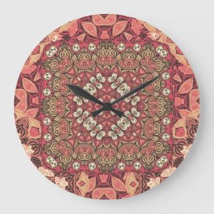 Reloj Redondo Grande Medallón indio, adorno étnico boho