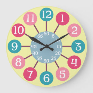 Reloj Redondo Grande mediados de siglo atómicos retros de 50s Starburs