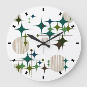 Reloj Redondo Grande Mediados de siglo Starbursts moderno y globos
