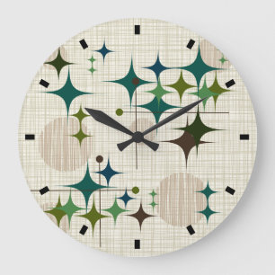 Reloj Redondo Grande Mediados de siglo Starbursts moderno y globos