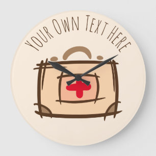 Reloj Redondo Grande Médica, emergencia, enfermera, plantilla de regalo