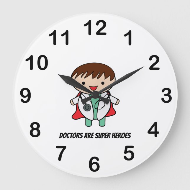 Reloj Redondo Grande Médica Super Hero Día de los Médicas Nacionales Pe (Anverso)