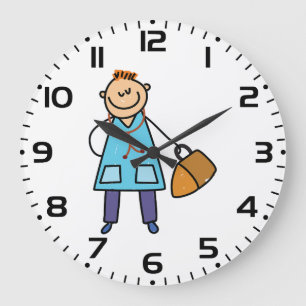 Reloj Redondo Grande Médico Niño Personaje Médico Infantil