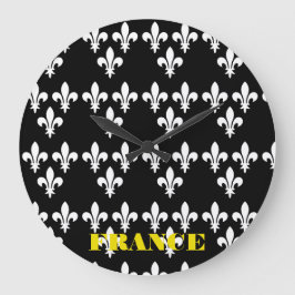 Reloj Redondo Grande Medieval France Heraldic Print Monochromatic Art