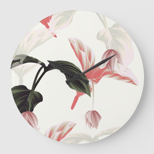 Reloj Redondo Grande Medinilla Magnifica: Floral gris claro. (Anverso)