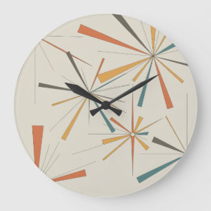Reloj Redondo Grande Medio Siglo Estrella Atómica Geométrica Retro