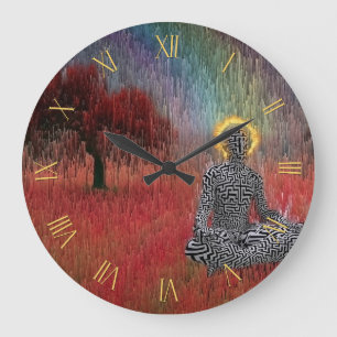 Reloj Redondo Grande Meditación en el paisaje surrealista