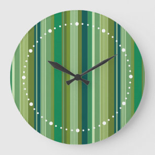 Reloj Redondo Grande Medley de Franjas Verdes Cálidas y Frías