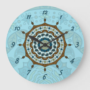 Reloj Redondo Grande Mehndi Fantasy Copper Clock
