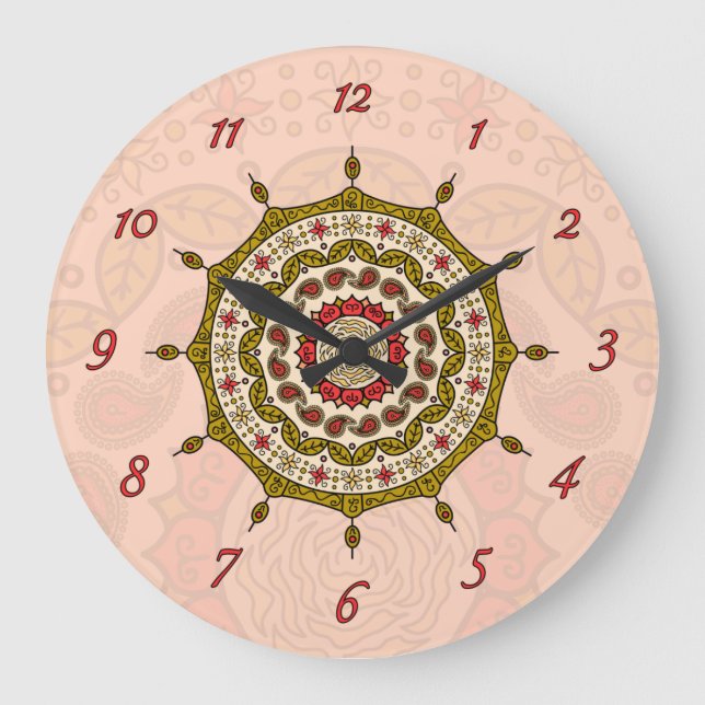 Reloj Redondo Grande Mehndi Fantasy Gold Clock (Anverso)