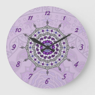 Reloj Redondo Grande Mehndi Fantasy Silver Clock