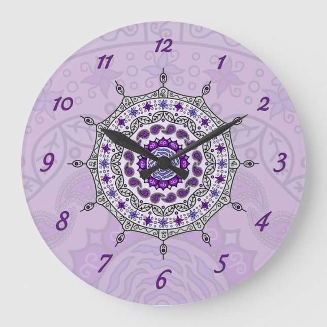 Reloj Redondo Grande Mehndi Fantasy Silver Clock (Anverso)
