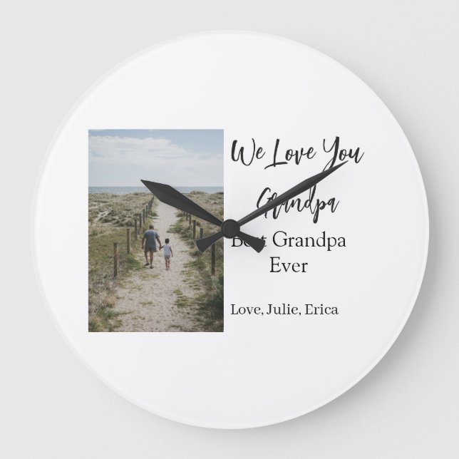 Reloj Redondo Grande mejor abuelo siempre abuelos foto regalos clásicos (Anverso)