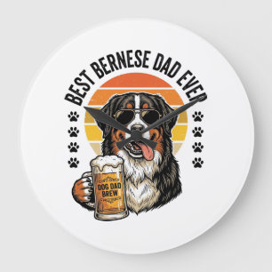 Reloj Redondo Grande Mejor diseño de camiseta de cerveza para perro vin