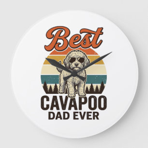 Reloj Redondo Grande Mejor diseño de camiseta de perro vintage para pap