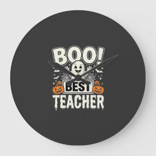 Reloj Redondo Grande Mejor diseño de fantasma de Halloween para maestro