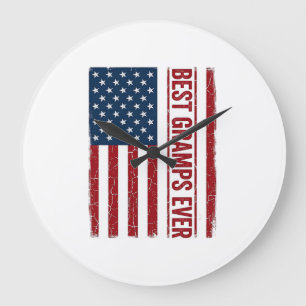 Reloj Redondo Grande Mejor Gramps Patriótico Bandera Diseño Vectorial_1