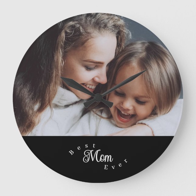 Reloj Redondo Grande Mejor Mamá Moderna Simple (Anverso)