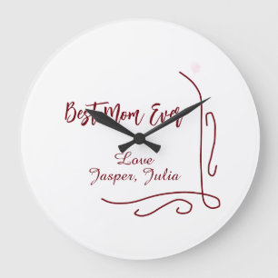 Reloj Redondo Grande Mejor mamá siempre amor rojo español borde elegant