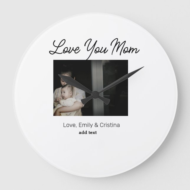 Reloj Redondo Grande mejor mamá siempre feliz día de las madres agregar (Anverso)