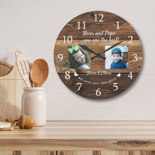 Reloj Redondo Grande Mejor Nana Y Abuelos Papa 2 Madera De Collage de f