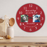 Reloj Redondo Grande Mejor Nana Y Nietos Del Papa Collage de fotos Rojo<br><div class="desc">Regalo único de abuelos para Navidades - Reloj de fotos personalizado con foto,  nombre y mensaje de los nietos.</div>